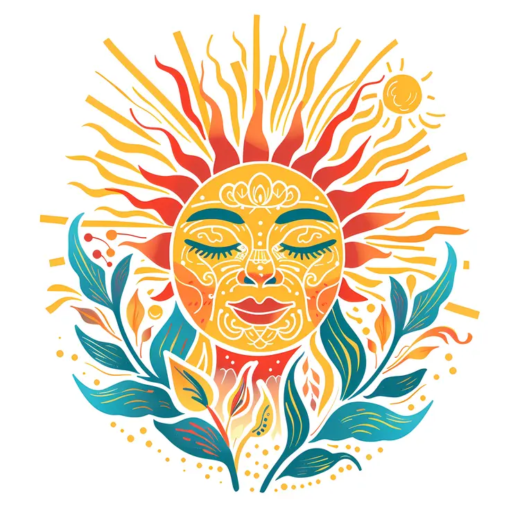 Bright Sun Illustration with Face