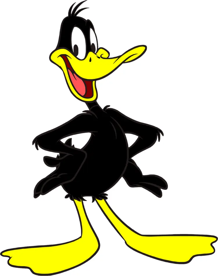 Black Cartoon Duck with Yellow Beak