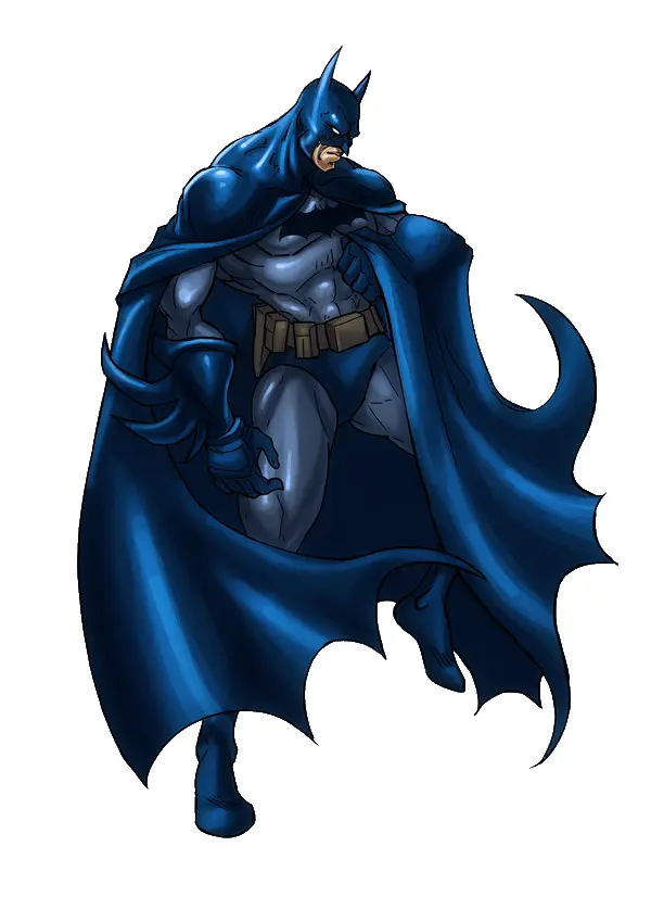 Dynamic Batman Illustration in Blue and Grey