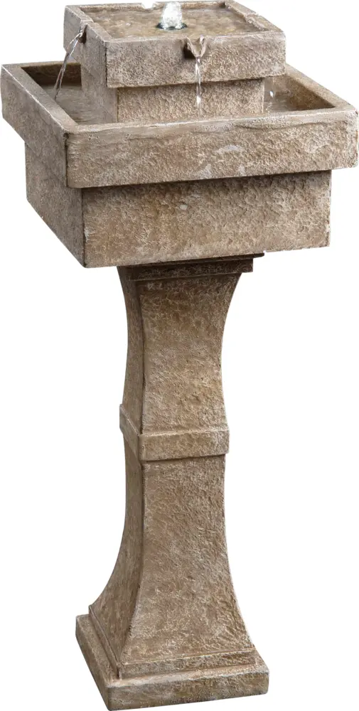 Pedestal Fountain with Stone Finish