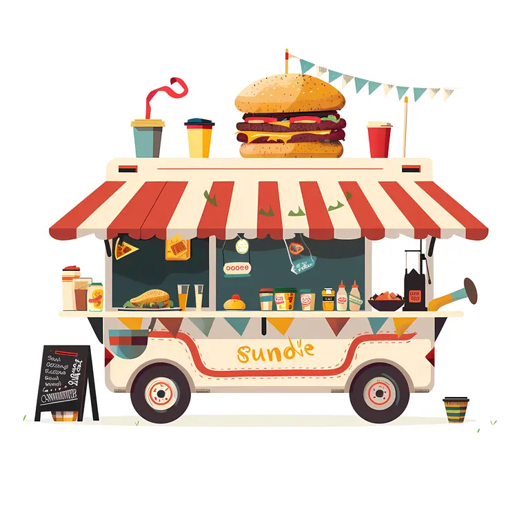 Colorful Food Truck with Burgers