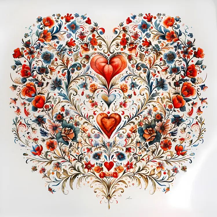 Intricate Floral Heart Design