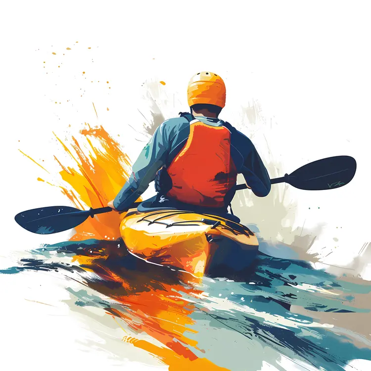 Kayaker in Action with Splashing Water