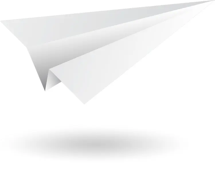 White Paper Airplane on Transparent Background