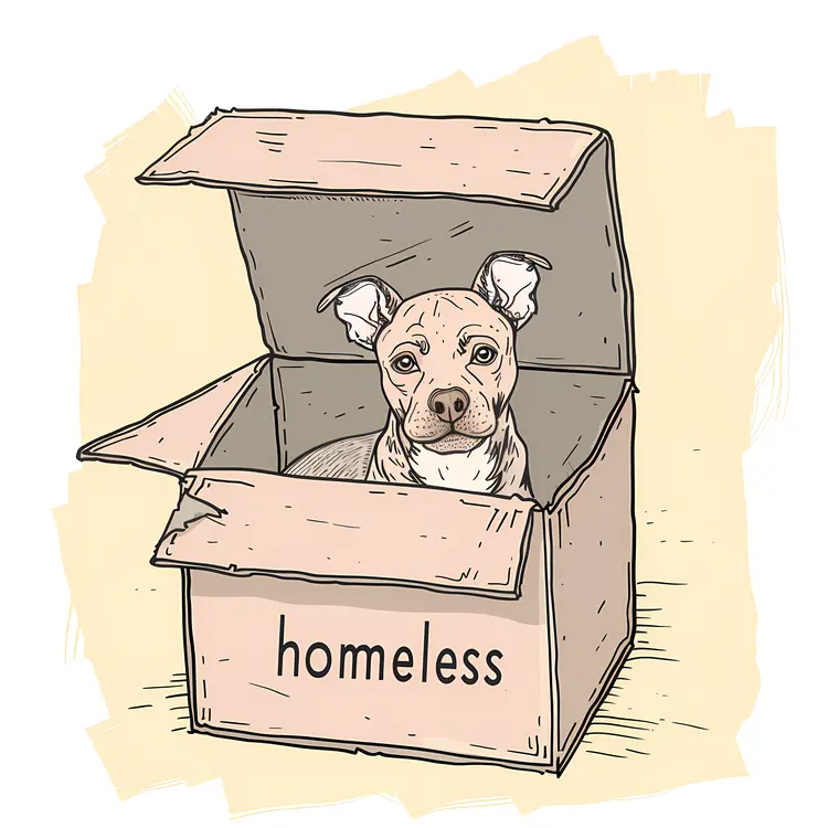 Homeless Dog in Cardboard Box