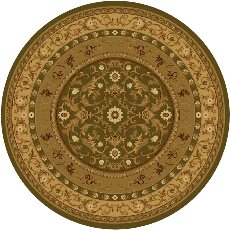 Classic Round Brown and Gold Rug