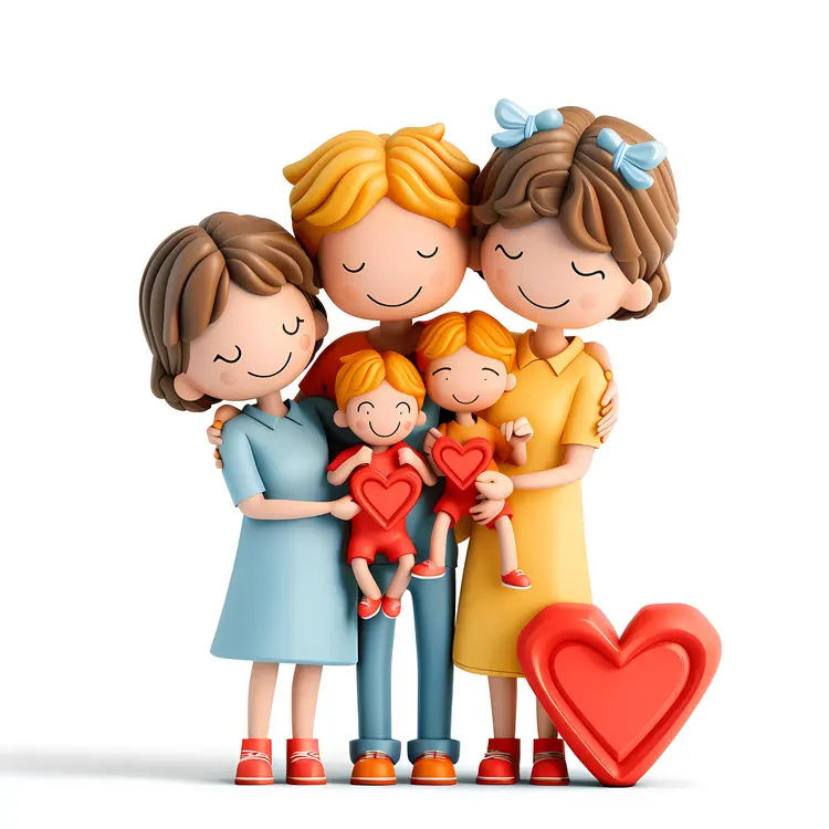 Happy Family with Hearts