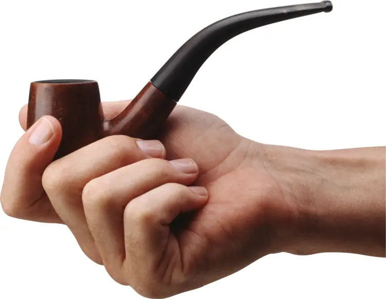 Hand Holding a Smoking Pipe