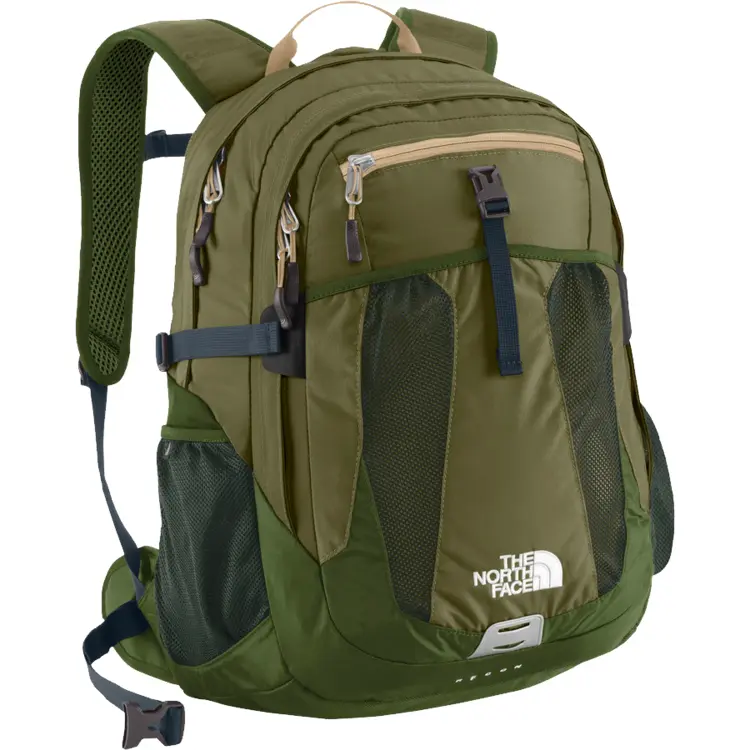Green North Face Backpack with Mesh Pockets