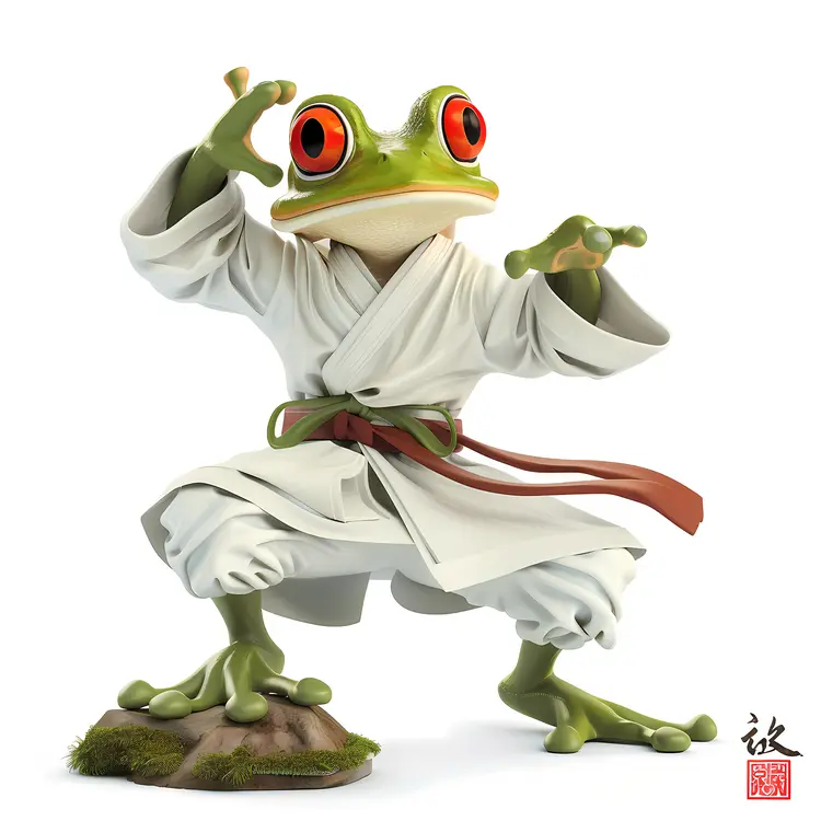 Cool frog in martial arts pose