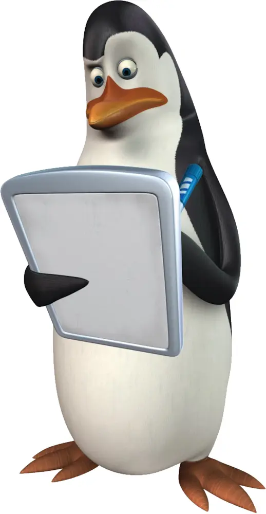 Cartoon Penguin with Clipboard