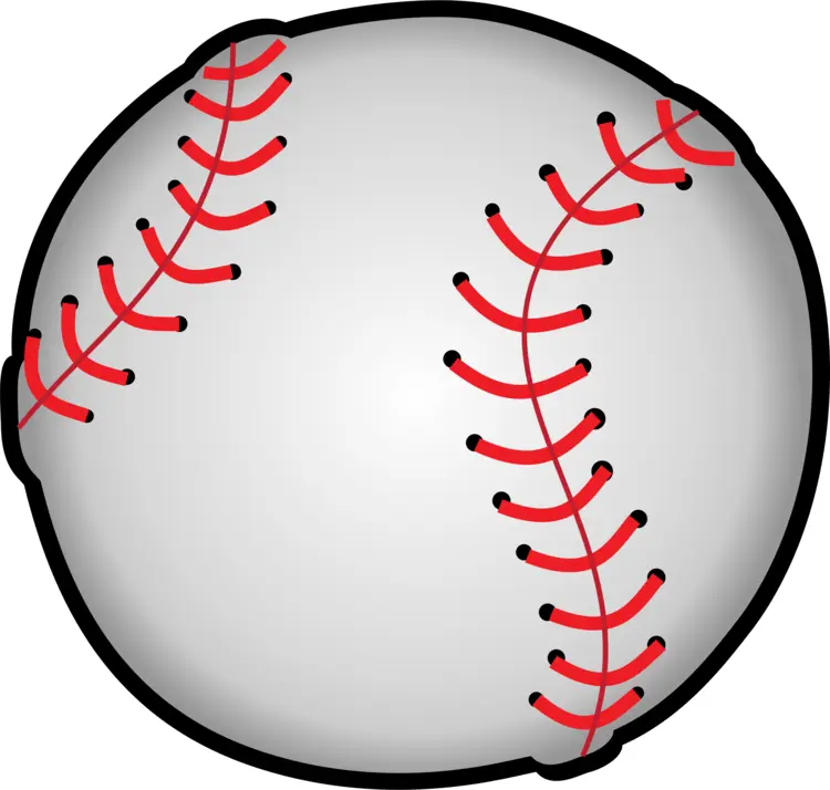 Cartoon White Baseball with Red Stitches