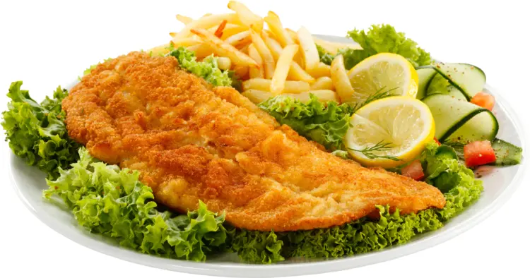Fried Fish with Vegetables and Fries