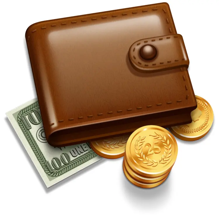 Brown Wallet with Coins