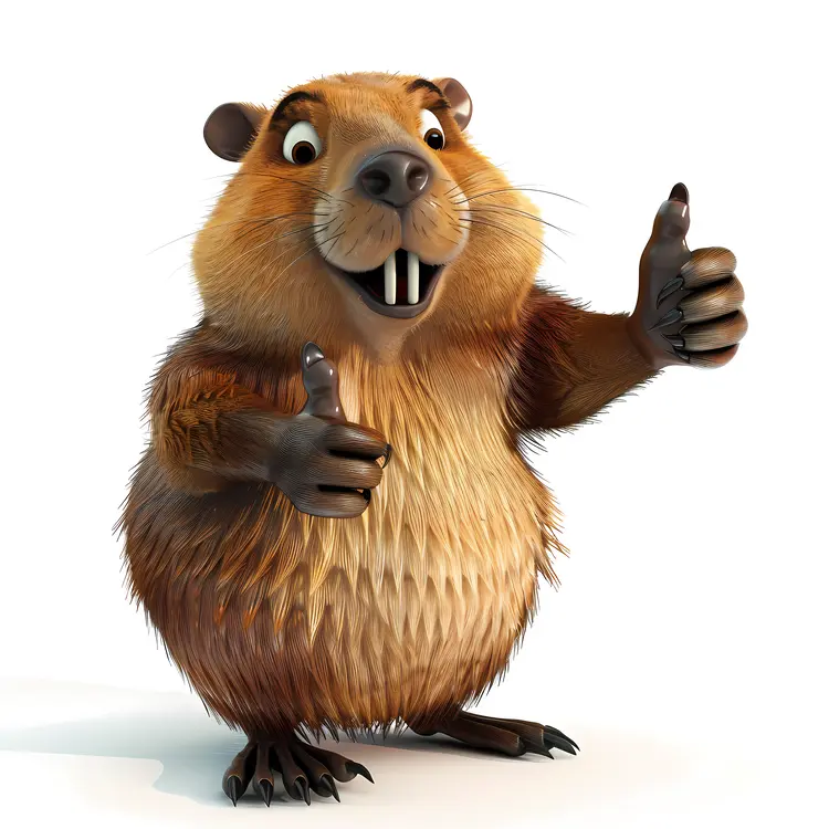 Thumbs Up Beaver Cartoon