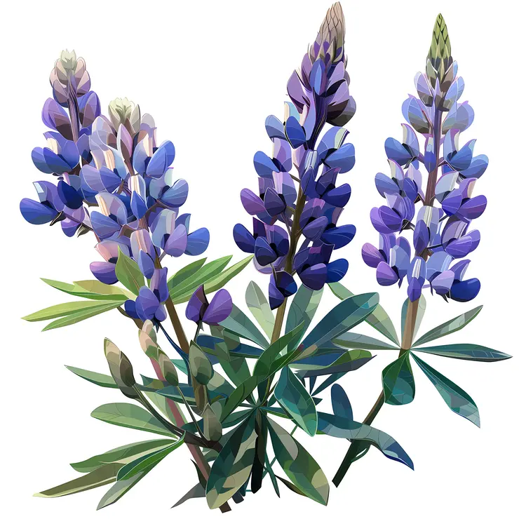 Vibrant Lupine Flowers Illustration