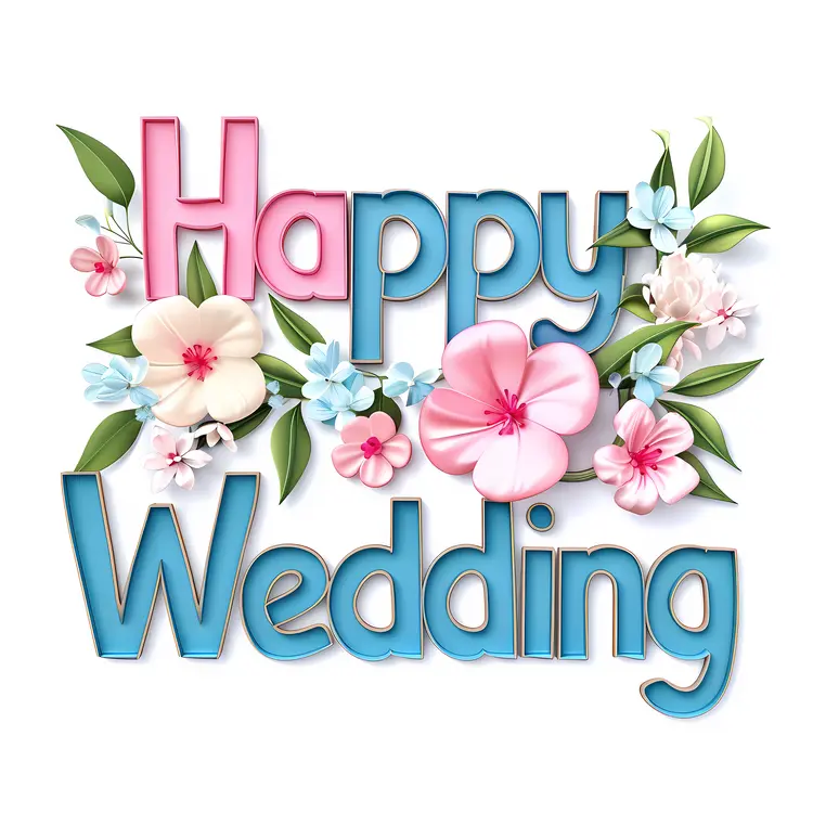 Colorful Floral Happy Wedding Sign