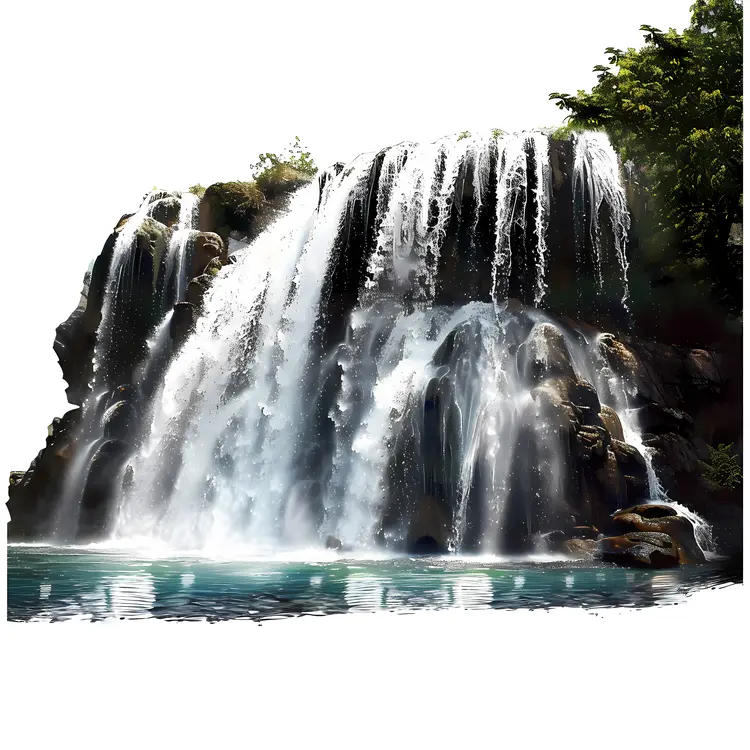 Majestic Waterfall with Clear Blue Water