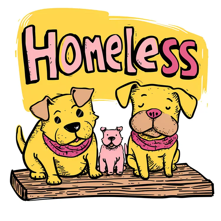 Cute Homeless Dogs Illustration