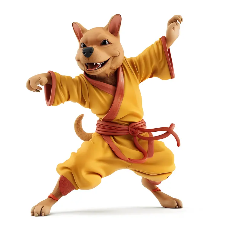 Dog in Martial Arts Outfit