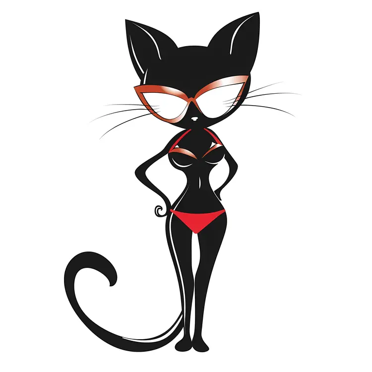Cool Cat in Sunglasses and Bikini