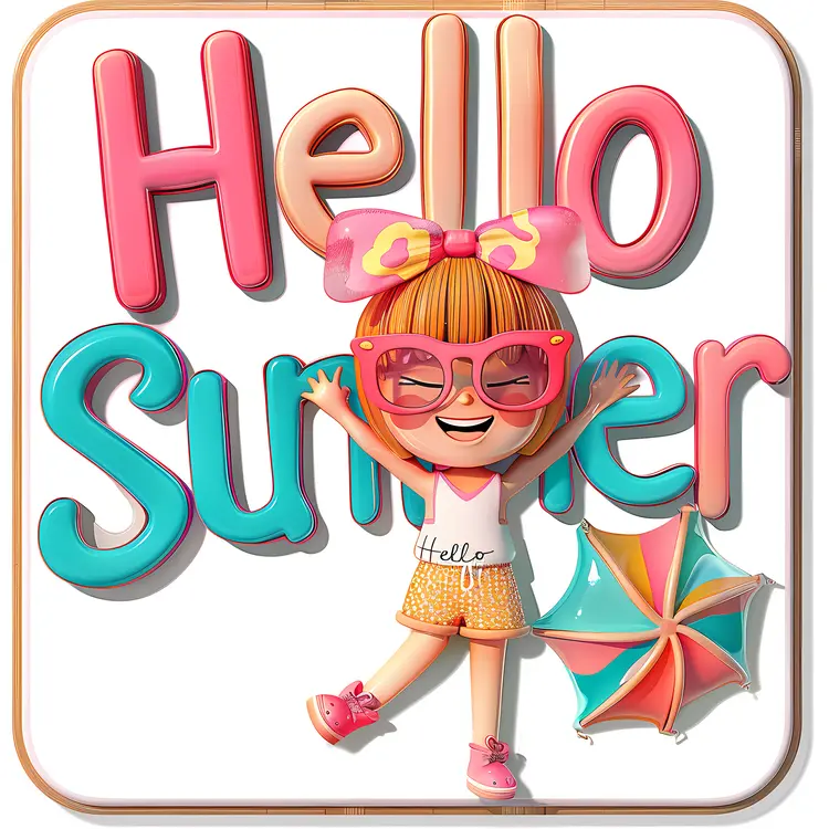 Hello Summer with Girl in Sunglasses