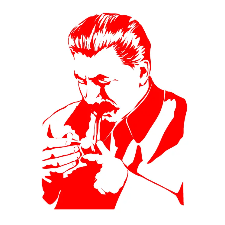 Red Portrait of a Man Smoking