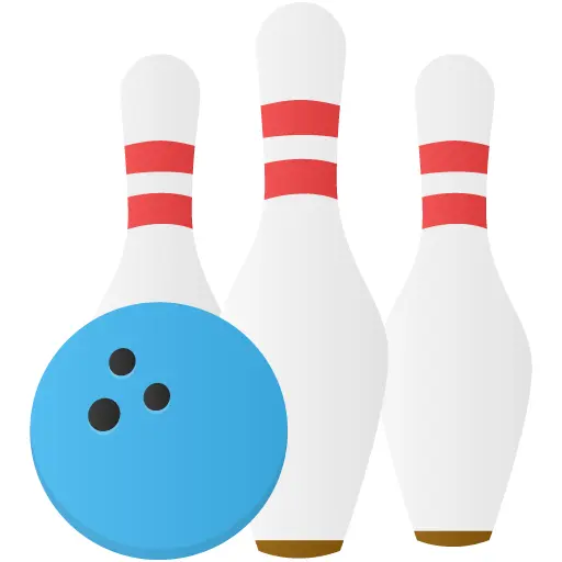Bowling Pins and Blue Ball