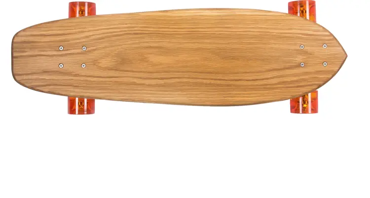 Wooden Skateboard with Orange Wheels