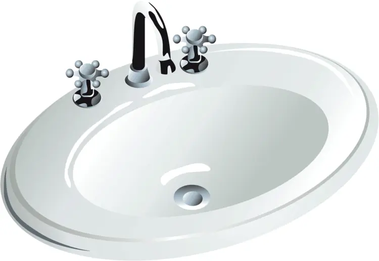 White Sink with Faucet in Bathroom