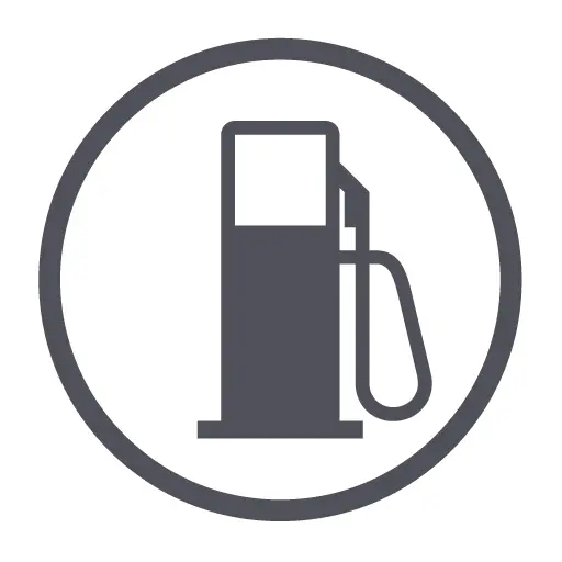 Monochrome Gas Pump Icon in Circle