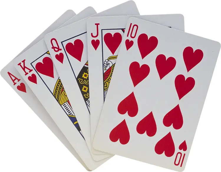 Royal Flush in Hearts Playing Cards