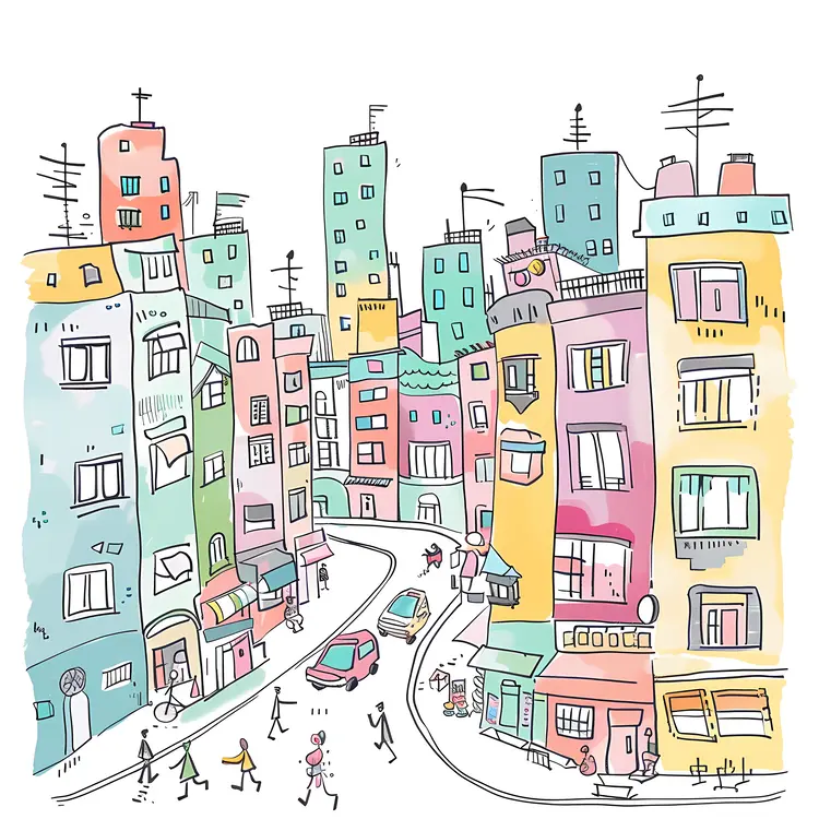 Colorful Buildings in a City