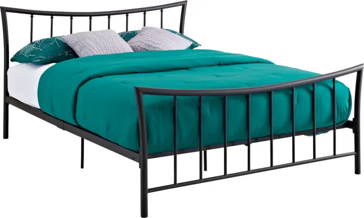 Metal Bed with Teal Bedding