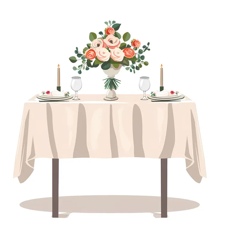 Simple Table Setting with Flowers and Candles