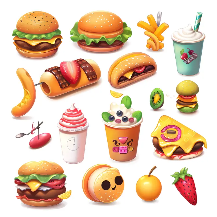 Colorful Fast Food Items