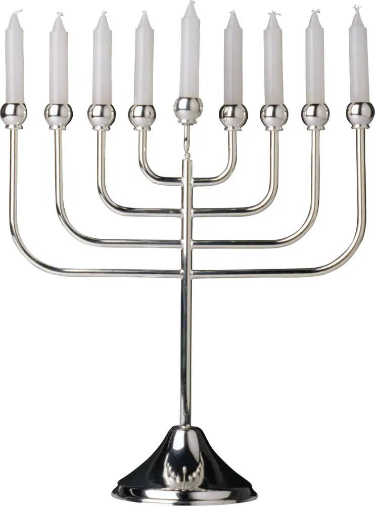 Traditional Silver Menorah with Unlit Candles