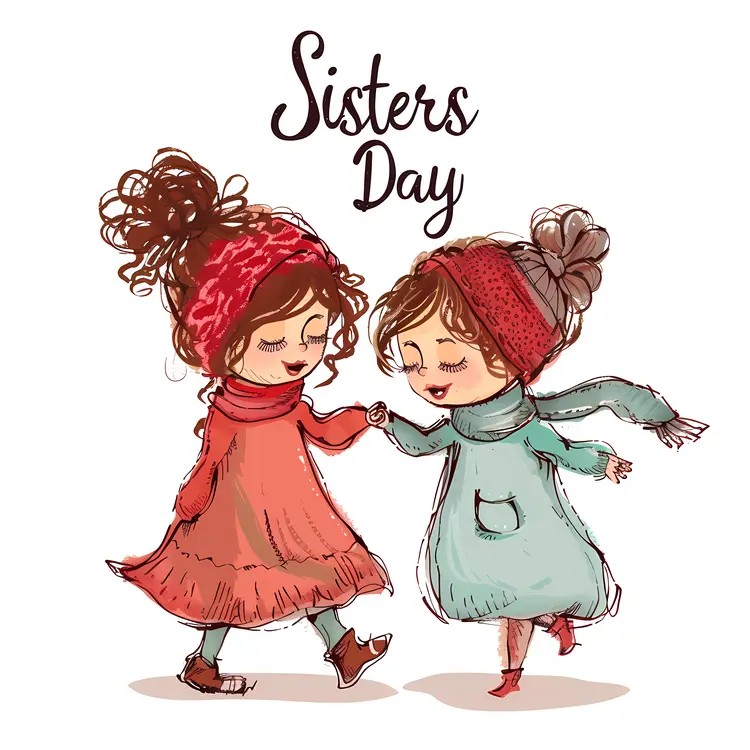 Sisters Day Cartoon Illustration
