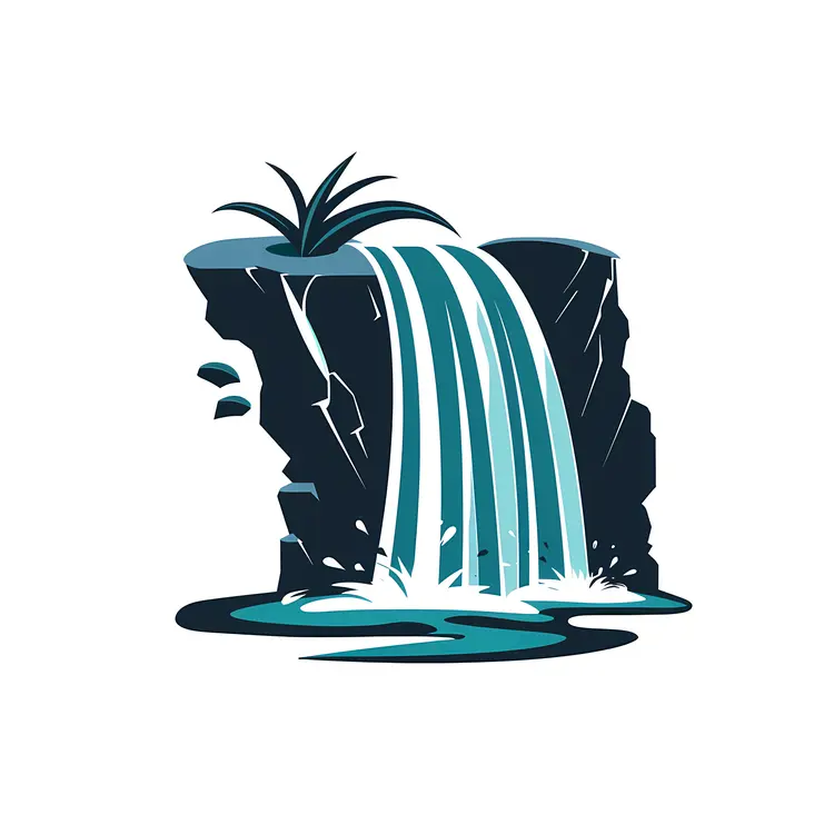 Stylized Waterfall with Rocks