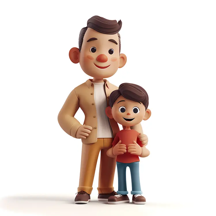 Father and Son Cartoon Illustration