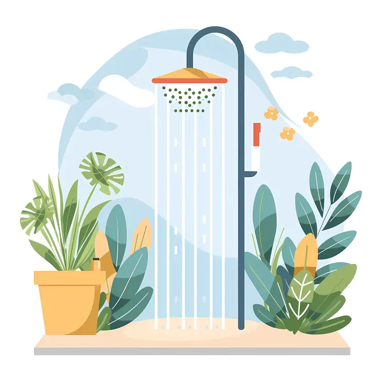 Outdoor Shower with Plants