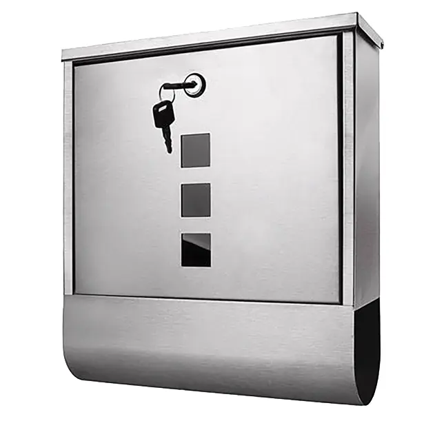 Silver Mailbox with Key and Lock