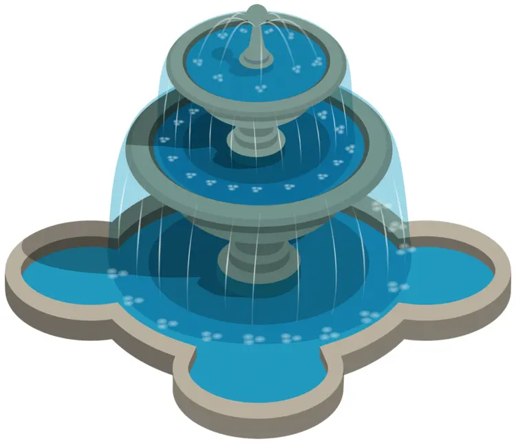 Cartoon Water Fountain with Blue Water