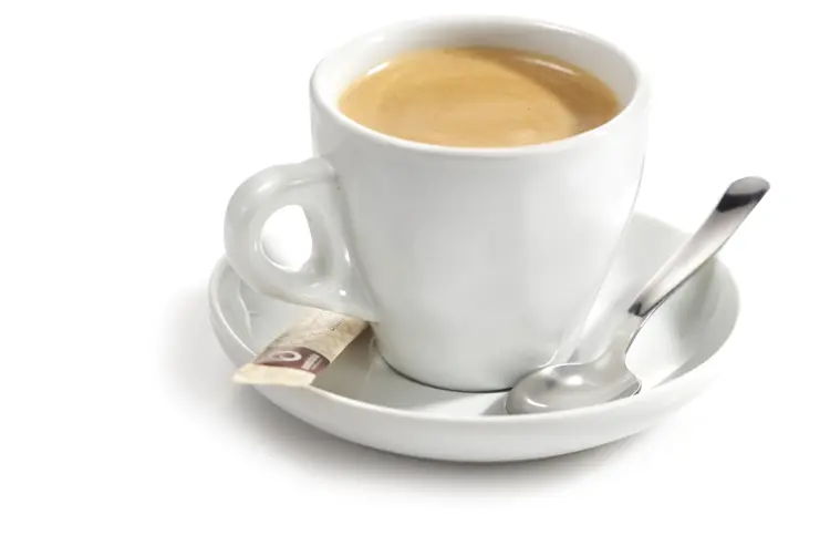 White Coffee Cup with Saucer and Spoon