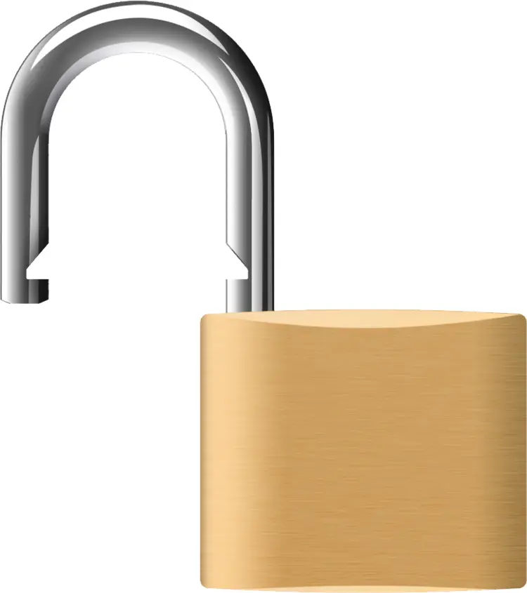 Golden Open Padlock for Security