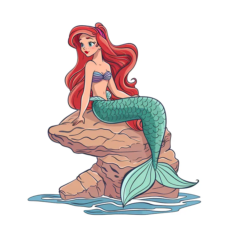 Mermaid Sitting on a Rock with Water