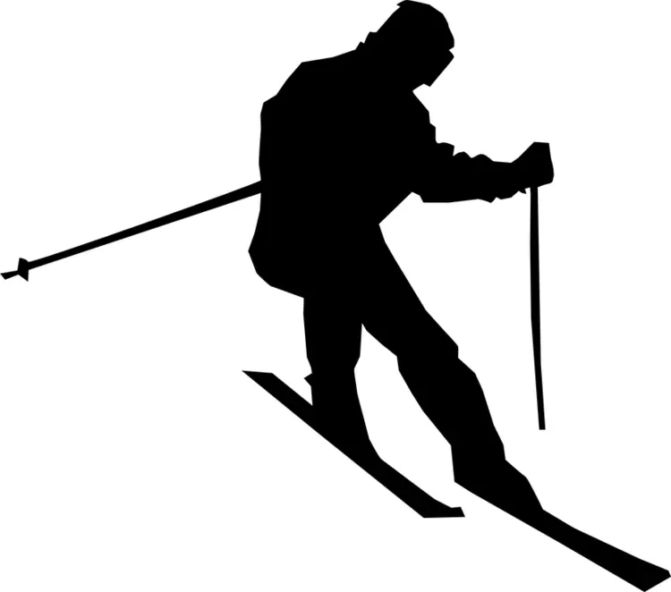 Silhouette of a Skier in Action