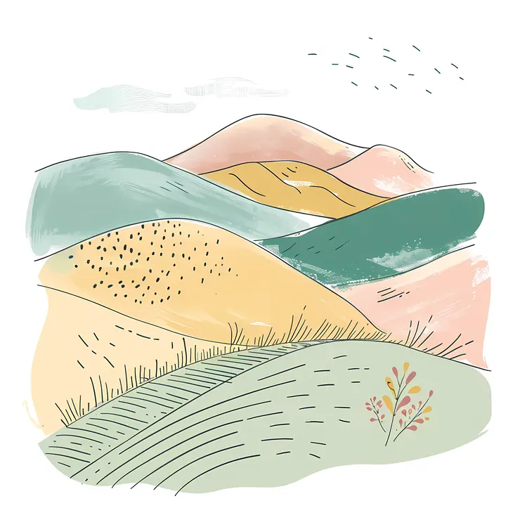 Pastel Colored Hills Landscape