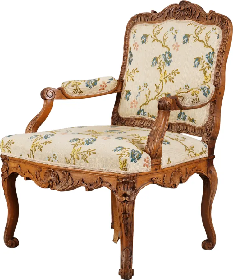 Vintage Floral Wooden Armchair