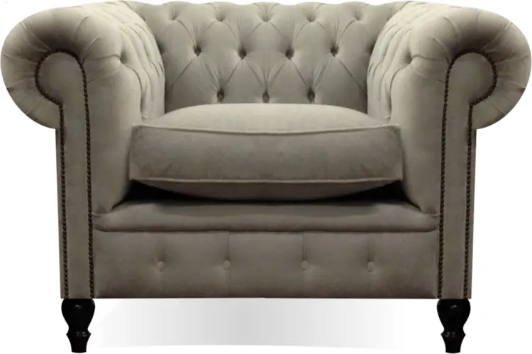 Gray Tufted Armchair for Living Room